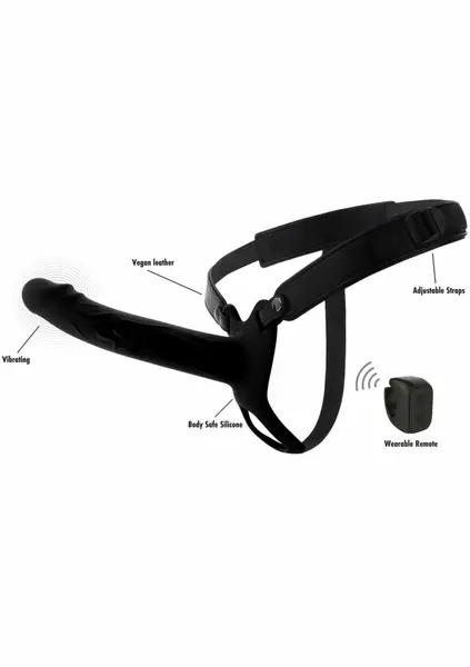 INFERNO Hollow Vibrating Silicone Strap-On 20 cm with Remote Control