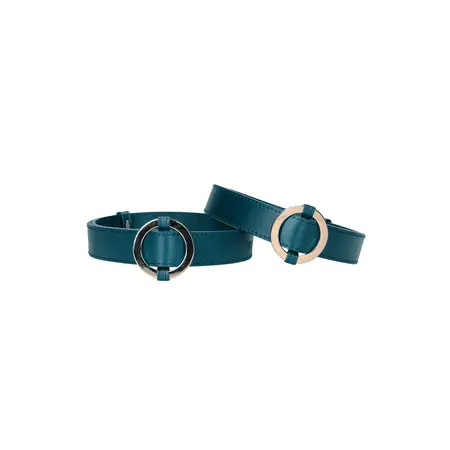 Ouch Halo Thigh Cuffs - Elegant Gold-Finish Leather Look, Adjustable