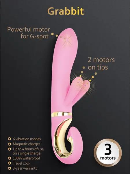 Gvibe Grabbit Intimate Massager Candy Pink Triple Motor