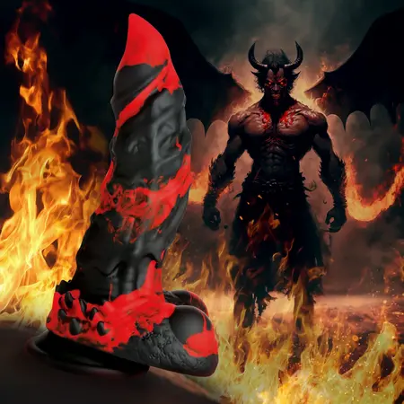 XR Brands Fire Demon Silicone Fantasy Model Red/Black Large