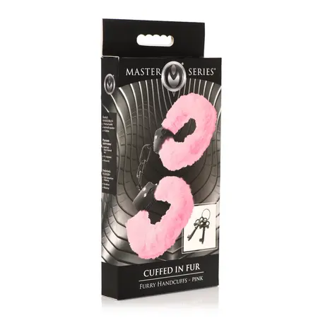 Cuffed in Fur Pink Adjustable Faux Fur Handcuffs with Metal Core