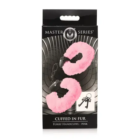 Cuffed in Fur Pink Adjustable Faux Fur Handcuffs with Metal Core