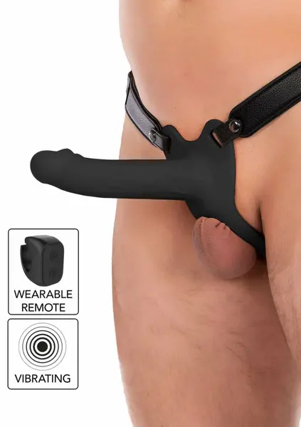 INFERNO Hollow Vibrating Strap-On Silicone System 18 cm Black