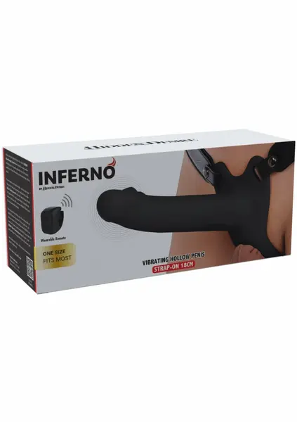 INFERNO Hollow Vibrating Strap-On Silicone System 18 cm Black