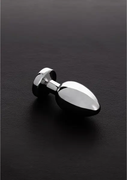 Ouch! Stainless Steel Plug with Glass Gemstone - Small, Silver