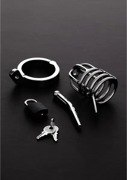 Shots Attica Stainless Steel Chastity Device 45mm with Removable Plug