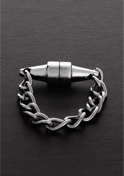 Shots Toys Mini Magnetic Pressure Clamp with Chain - Silver, 1 pc