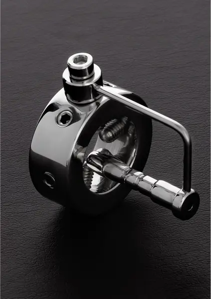 Shots Spike Steel Glans Ring with Plug 25mm - Adjustable Spiked Design