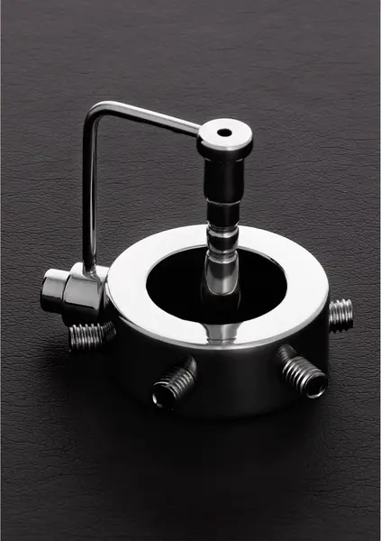 Shots Spike Steel Glans Ring with Plug 25mm - Adjustable Spiked Design