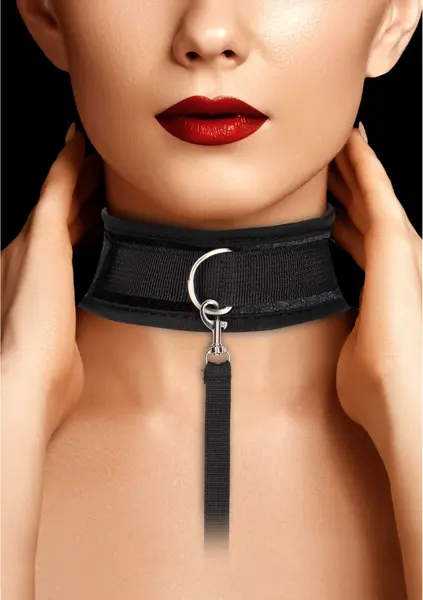Ouch! Velvet Adjustable Collar with Leash - Soft Touch, 120 cm Lead