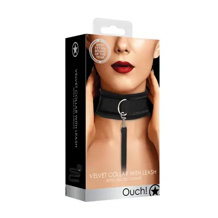 Ouch! Velvet Adjustable Collar with Leash - Soft Touch, 120 cm Lead