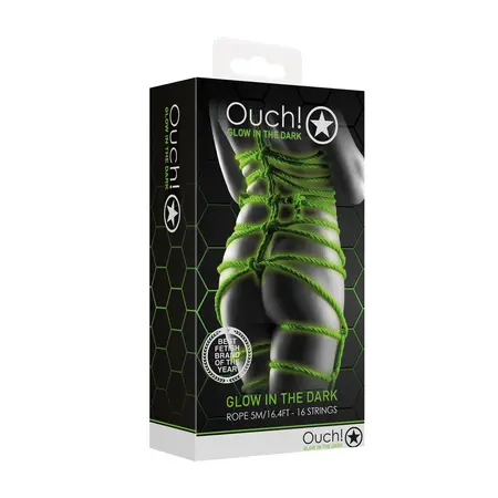 Ouch! Glow in the Dark Bondage Rope 5m - Luminous Green, Soft Touch