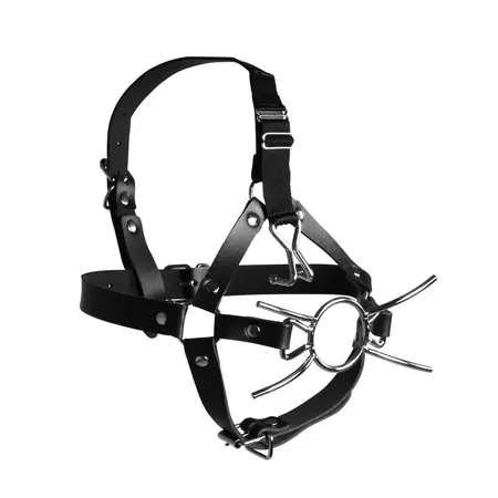 Shots Spider Gag Head Harness with Adjustable Nose Hooks Black