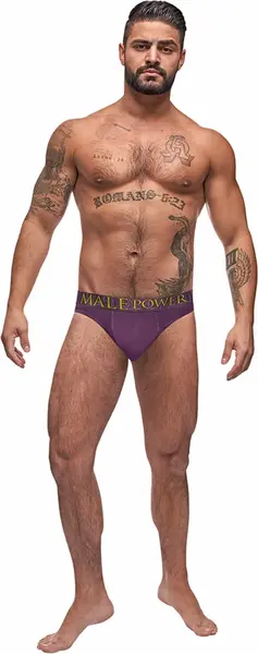 Male Power Avant-Garde Enhancer Thong L/XL Purple Collage Waistband