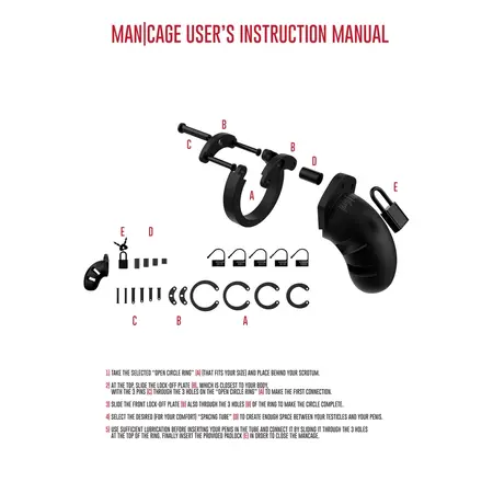 Mancage Model 20 силиконова клетка за пенис, черна, регулируема, 9 см