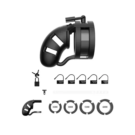 Mancage Model 18 Silicone Chastity Device with Split Strap 9 cm Black