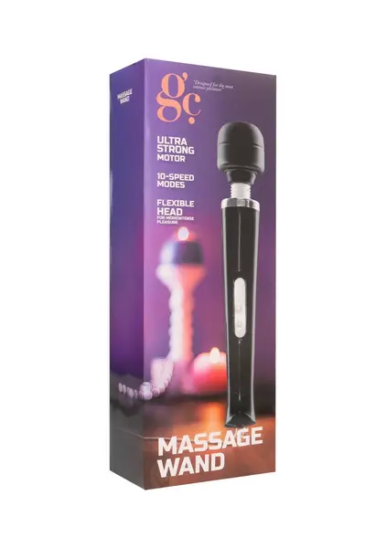 Shots Rechargeable Massage Wand 10-Speed Flexible Head Black