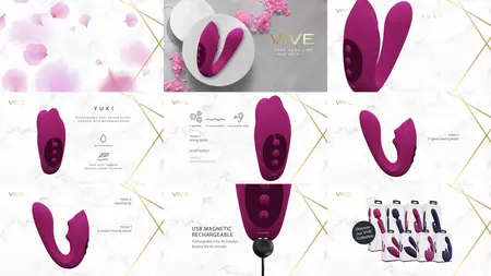 VIVE Yuki Dual Motor Intimate Massager with Beads Pink Silicone