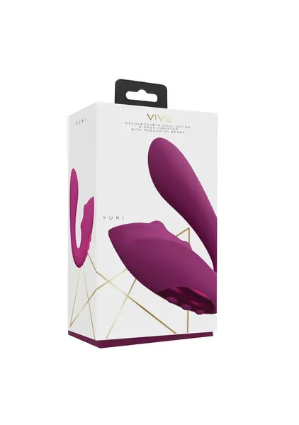 VIVE Yuki Dual Motor Intimate Massager with Beads Pink Silicone