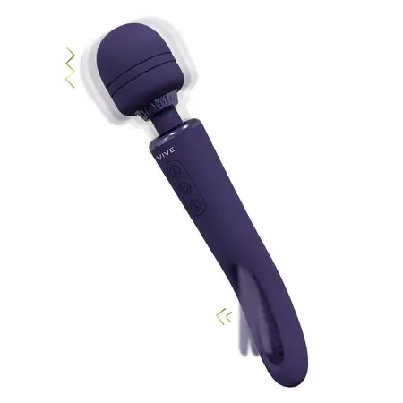 VIVE Kiku Double-Ended Wand with Flapping Stimulator, Purple, Silicone