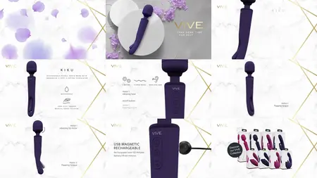 VIVE Kiku Double-Ended Wand with Flapping Stimulator, Purple, Silicone