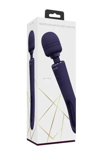 VIVE Kiku Double-Ended Wand with Flapping Stimulator, Purple, Silicone