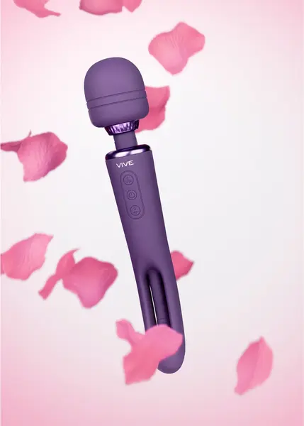 VIVE Kiku Double-Ended Wand with Flapping Stimulator, Purple, Silicone