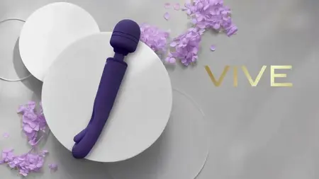 VIVE Kiku Double-Ended Wand with Flapping Stimulator, Purple, Silicone