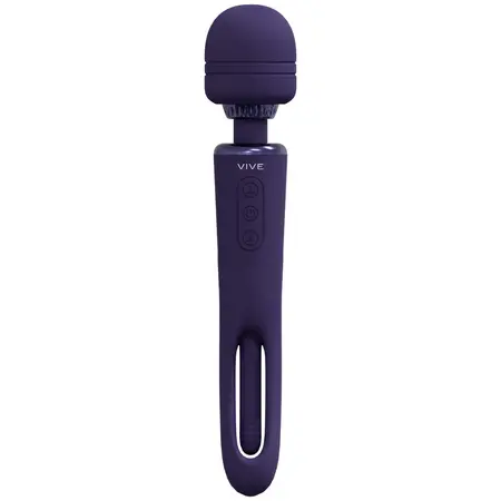 VIVE Kiku Double-Ended Wand with Flapping Stimulator, Purple, Silicone