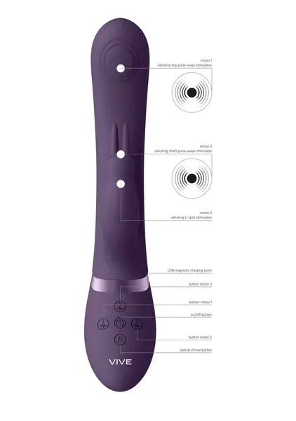 VIVE045 Dual Pulse-Wave System Rabbit Intimate Device Purple