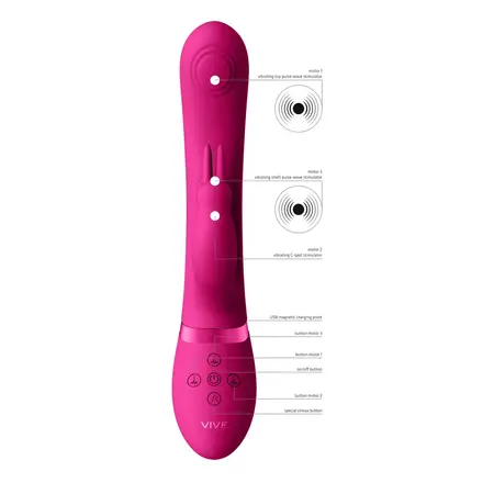 VIVE VIVE045 Dual Pulse-Wave Rabbit Intimate Massager Pink Silicone