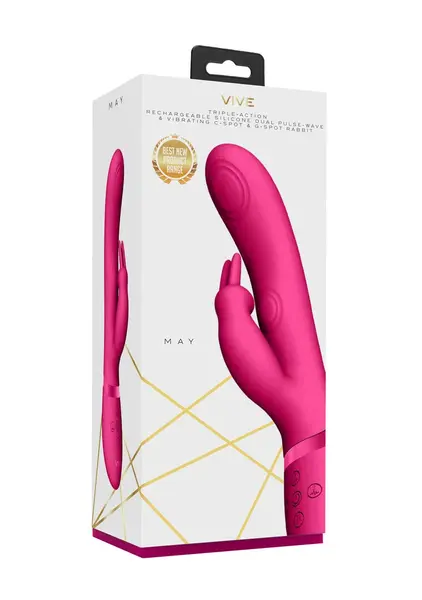 VIVE VIVE045 Dual Pulse-Wave Rabbit Intimate Massager Pink Silicone