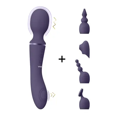 VIVE Nami Pulse Wave Dual Motor Wand Purple Multi-Attachment Set