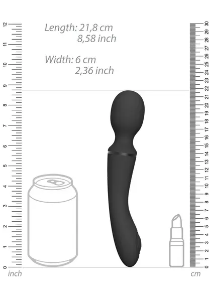VIVE NAMI Pulse Wave Vibrating Wand Black - Dual Motor, 4 Attachments