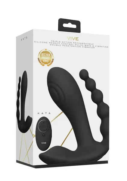 Kata Pulse Wave Dual Motor Vibrator with Remote Control, Black