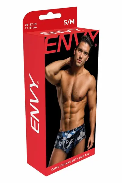 ENVY Camo Trunks Navy L/XL - Breathable Camouflage with Dog Tag Accent