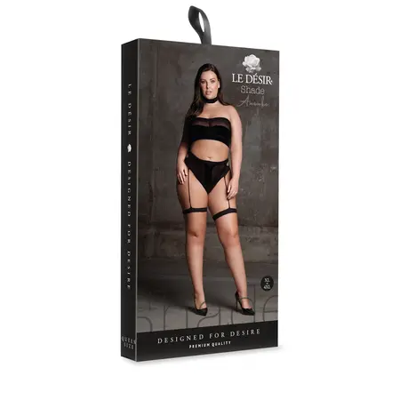 Ananke XII Plus Size 3-Piece Set: Choker, Bandeau Top & Garters