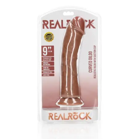 RealRock Curved Silicone Intimate Device 23 cm with Suction Cup Beige
