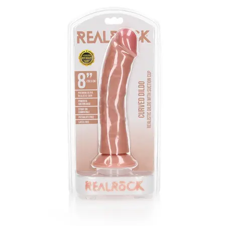 RealRock Curved Model with Suction Cup 20.5cm - Lifelike Texture, Beige