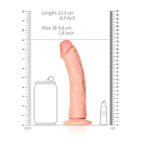 RealRock Curved Model with Suction Cup 20.5cm - Lifelike Texture, Beige