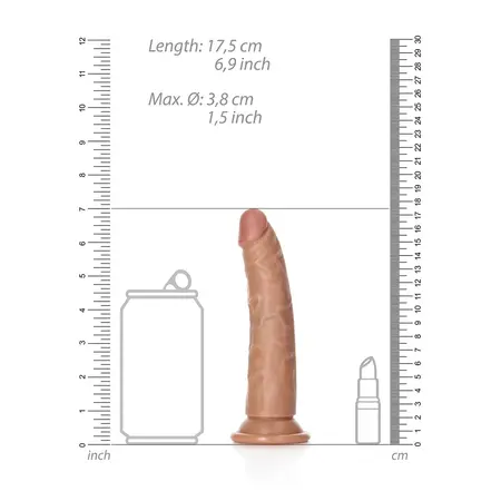 RealRock Slim Model with Suction Cup 15.5 cm - Natural Finish