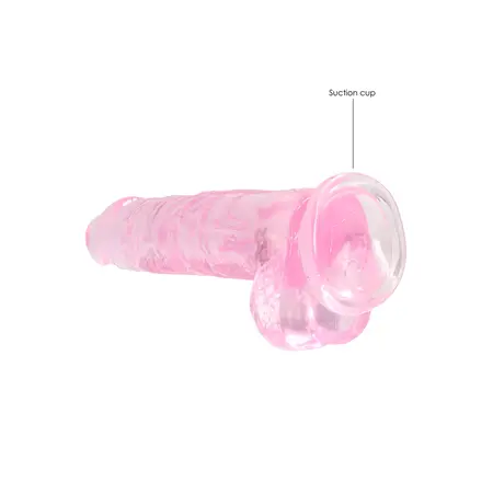 RealRock Crystal Clear прозрачно дилдо с тестиси и вендуза, 21 см – модел 3