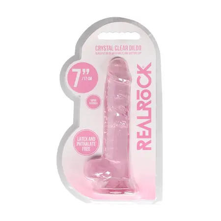 RealRock Crystal Clear прозрачно анатомично дилдо с вендуза, 19 см – модел 3