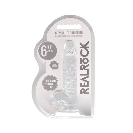 RealRock Crystal Clear прозрачно дилдо с вендуза, 17 см – модел 4