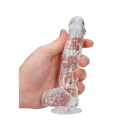 RealRock Crystal Clear прозрачно дилдо с вендуза, 17 см – модел 4