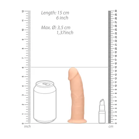 REALROCK Ultra Silicone Model 6 Thermo Reactive 15 cm - Suction Base, Brown