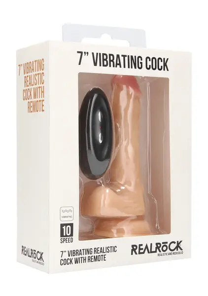 RealRock Vibrating Intimate Machine 18 cm with Scrotum, Natural Tone