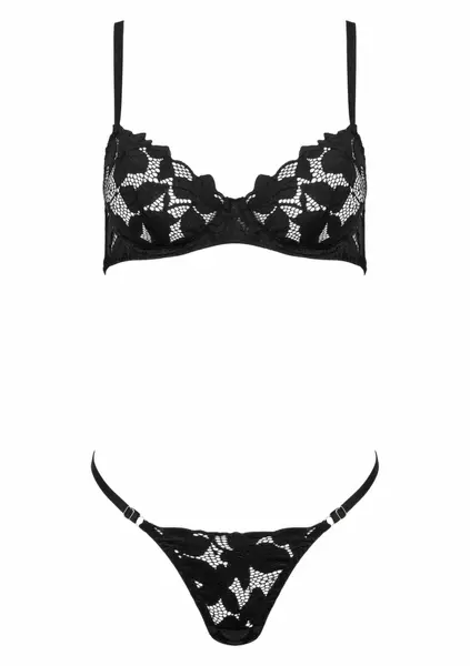 TP103 2-Piece Lace Set - Elegant Minimalist Lingerie, Black, Adjustable