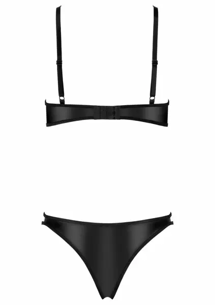 TPO100 2-Piece Lingerie Set Wet-Look & Lace Black Adjustable Fit