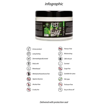 Fist It CBD Water-Based Lubricant 500 ml - Neutral Formula, Large Size